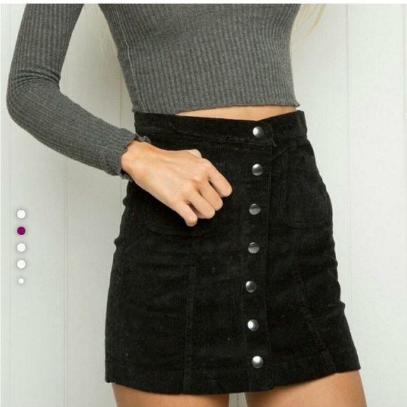 Brandy Melville Dresses & Skirts - Brandy Melville Black Button-Front Corduroy Mini Skirt